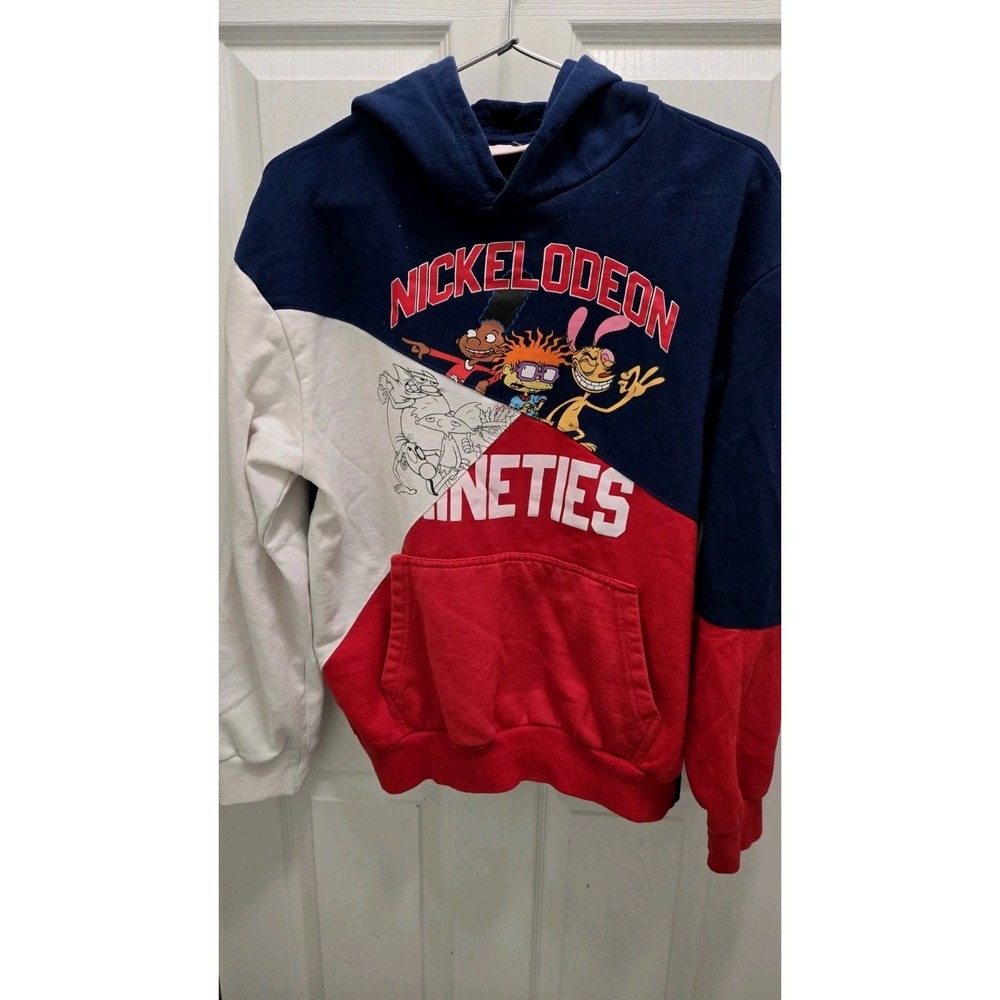 Nickelodeon 90s Hoodie Men's Large Rugrats Ren Stimpy Retro Colorblock Viacom - Picture 3 of 6
